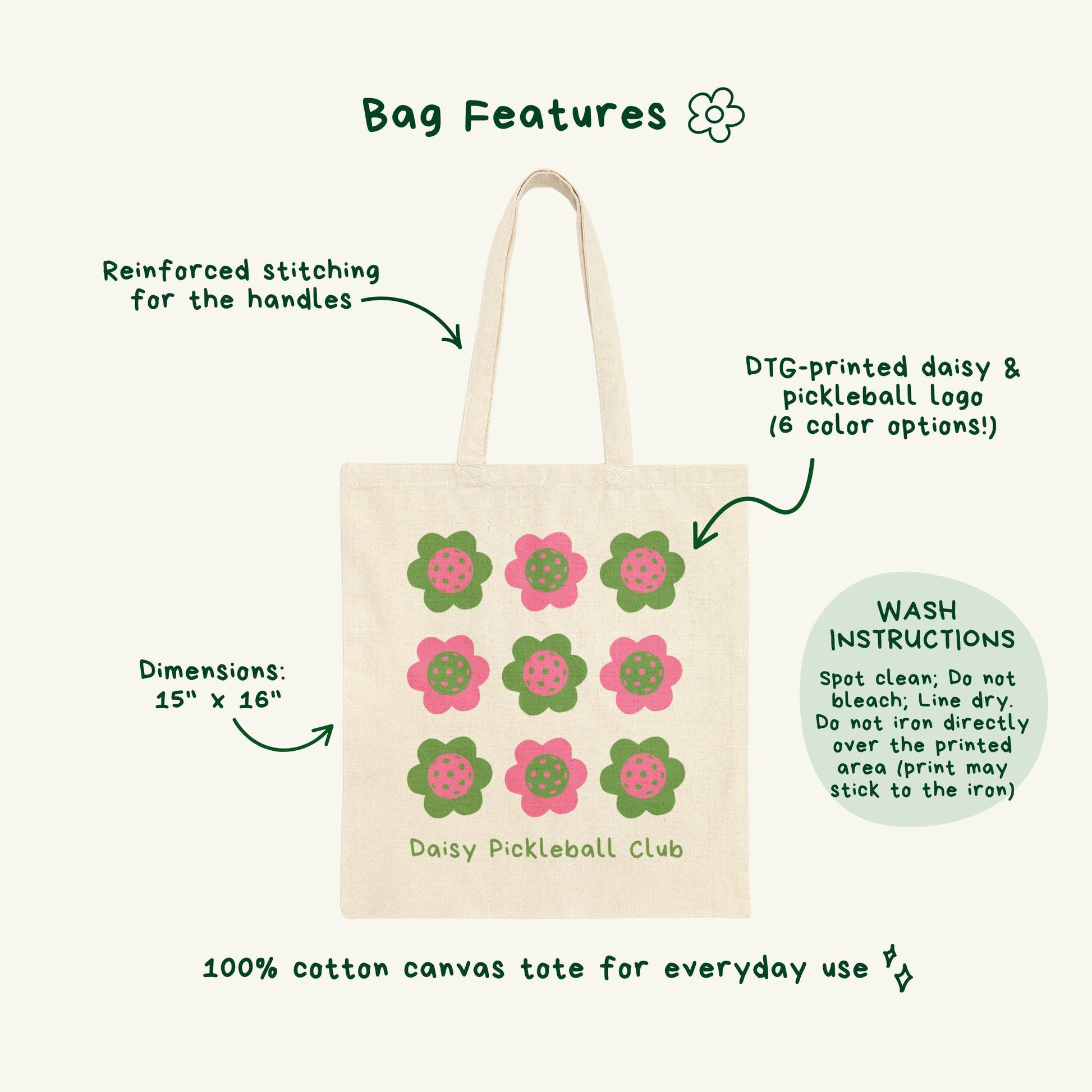 Daisy Pickleball Club Tote Bag
