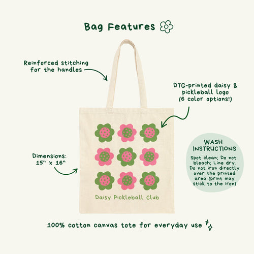 Daisy Pickleball Club Tote Bag