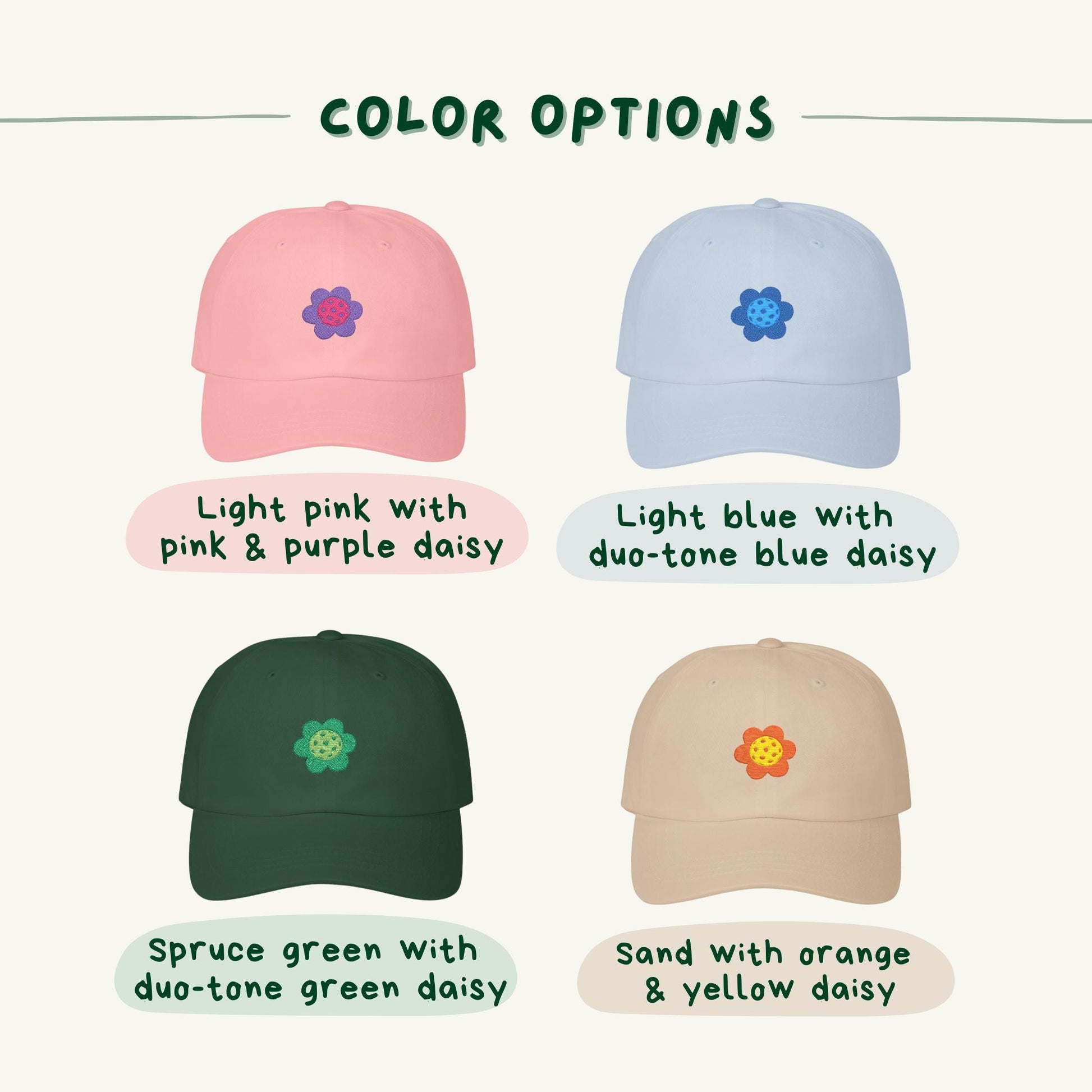 Daisy Pickleball Club Embroidered Dad Hat